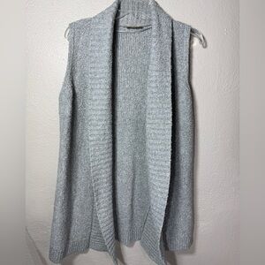LOFT Outlet Gray Knit Sleeveless Cardigan Vest Shawl Collar Size S